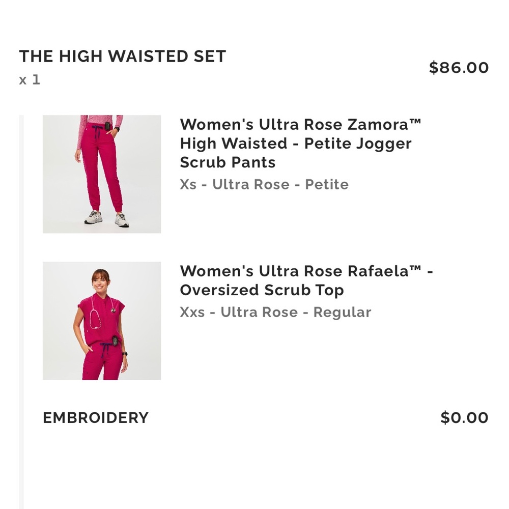 Figs Ultra Rose scrub set.
